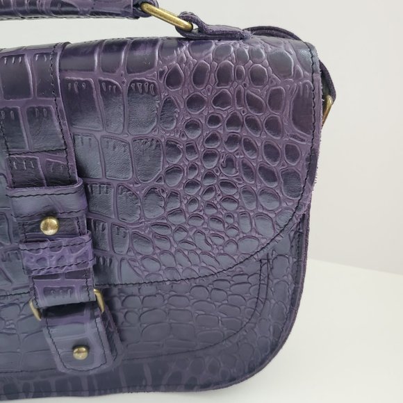 Chic Purple Crocodile-Embossed Women's Bag - Picture 8 of 16